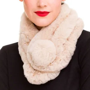 Faux Fur Collar Scarf for Women (Beige)