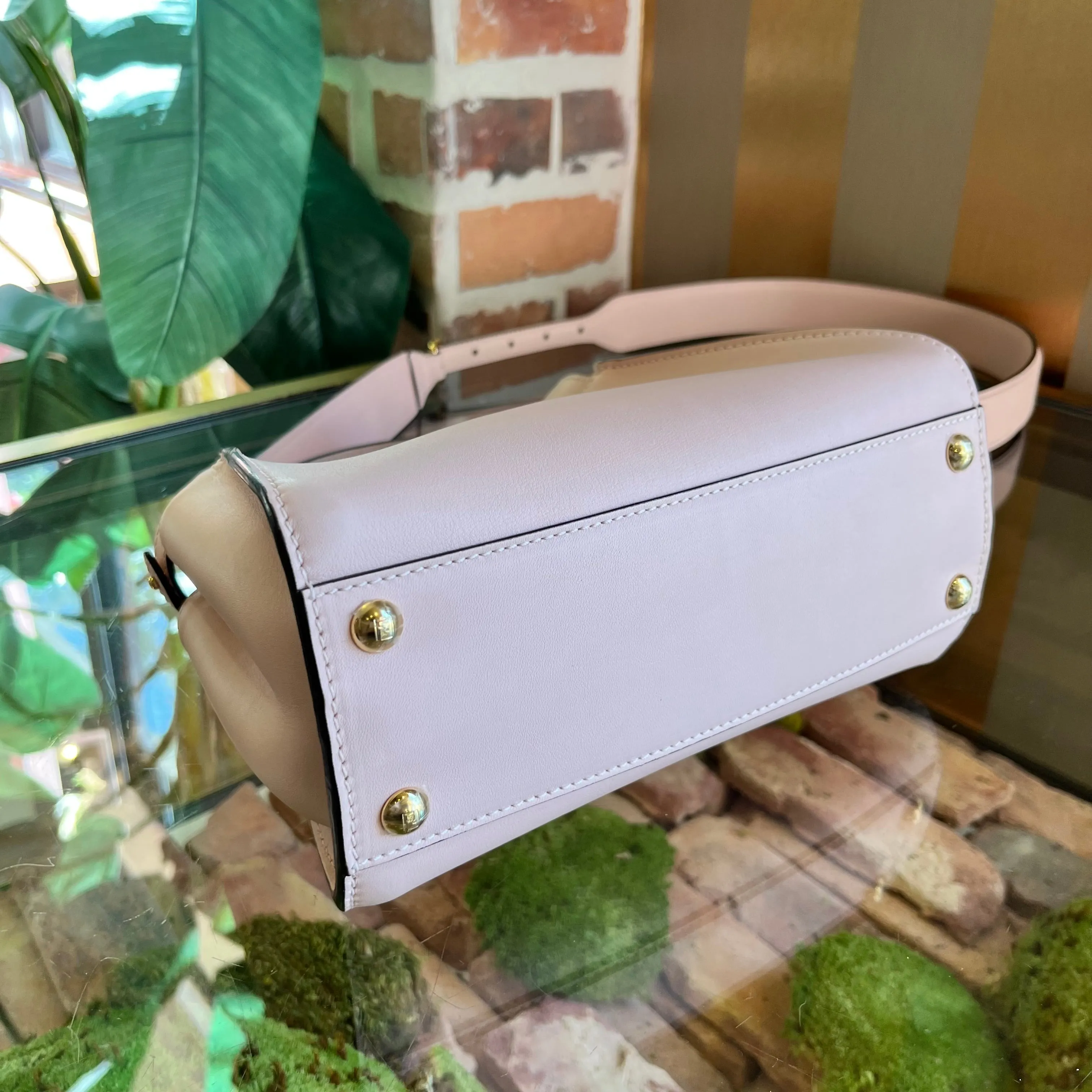 FENDI Peekaboo Mini Pink Calfskin Leather Peekaboo Top Handle Bag