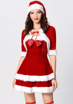 Festive Red Christmas Shawl and Nightclub Dress Set for a Bold Holiday Look