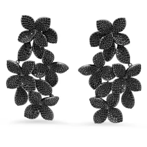 FIORE CASCADE EARRINGS, BR STERLING SILVER, BLACK