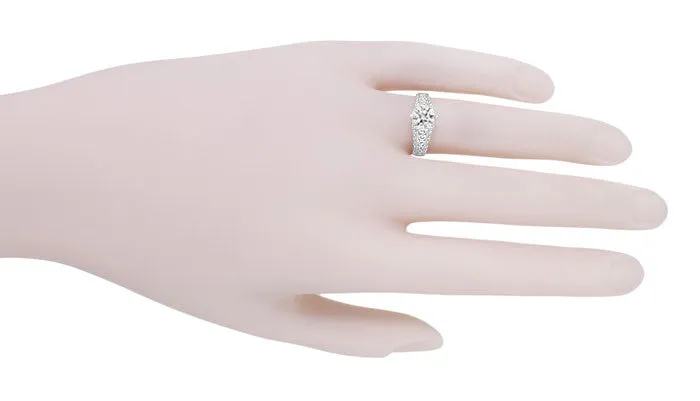 Flowing Scrolls 1/2 Carat Ideal Cut Lab Created Diamond Filigree Edwardian Engagement Ring in 14 Karat White Gold