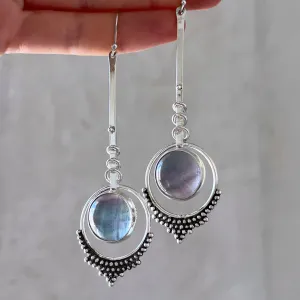 Fluorite pendulum earrings in silver
