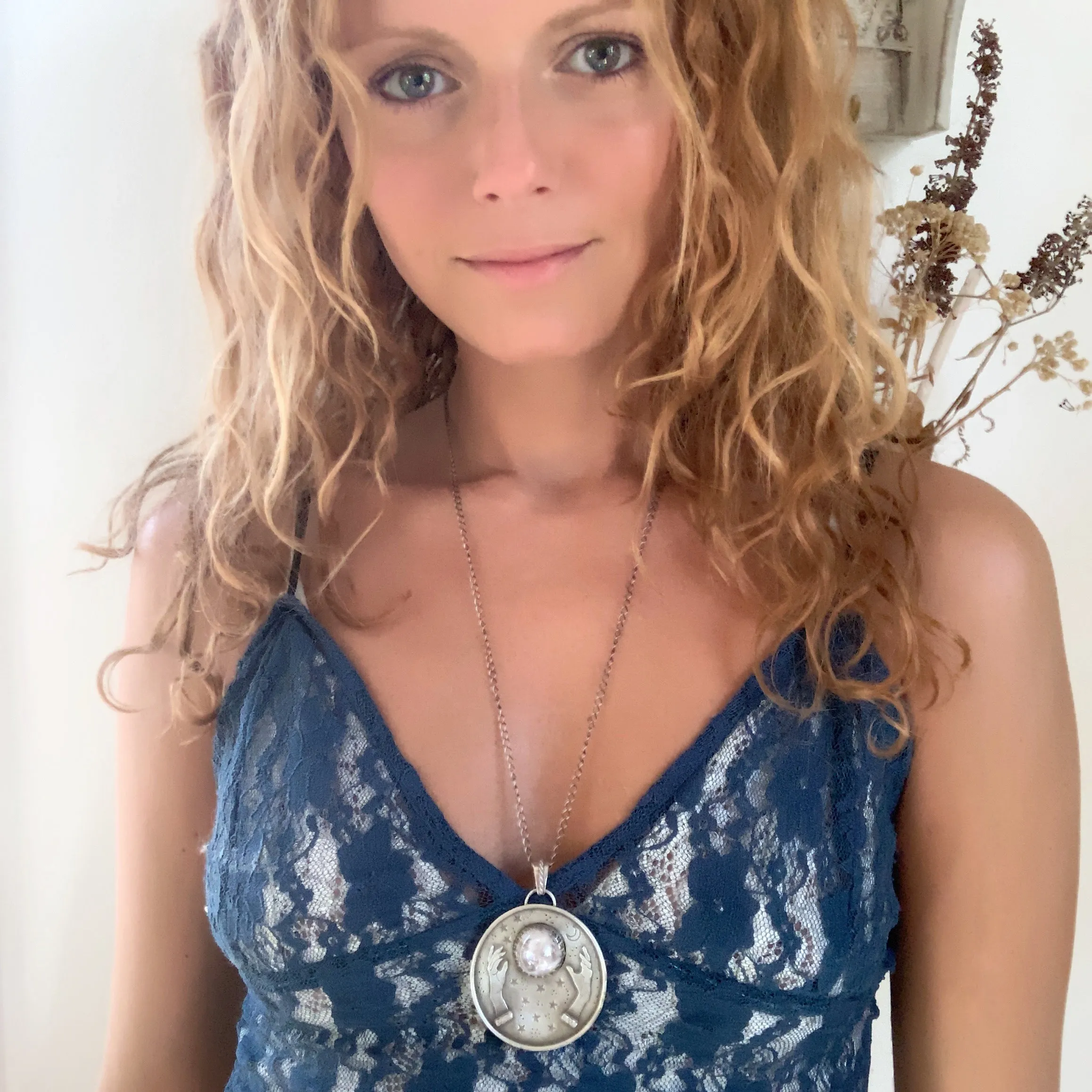 Fortune teller necklace with glass marble crystal ball