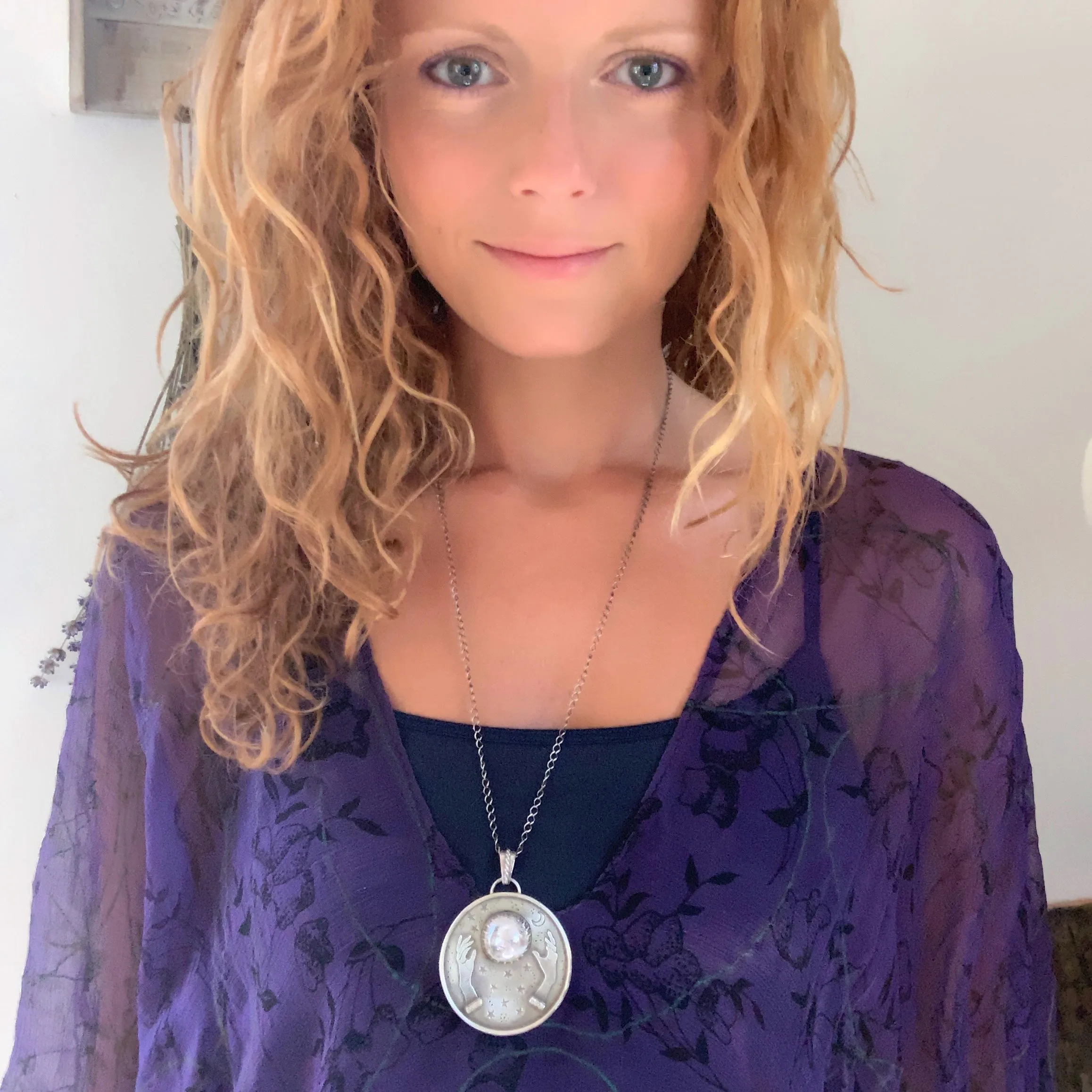 Fortune teller necklace with glass marble crystal ball