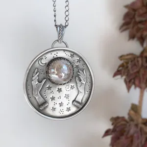 Fortune teller necklace with glass marble crystal ball