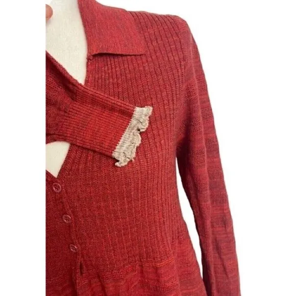 Free People | Anthropologie| Rain Or Shine Women’s Red Knit Mini Dress | Small