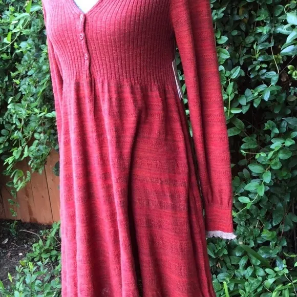 Free People | Anthropologie| Rain Or Shine Women’s Red Knit Mini Dress | Small