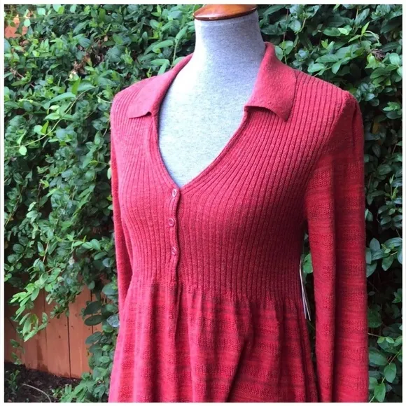 Free People | Anthropologie| Rain Or Shine Women’s Red Knit Mini Dress | Small