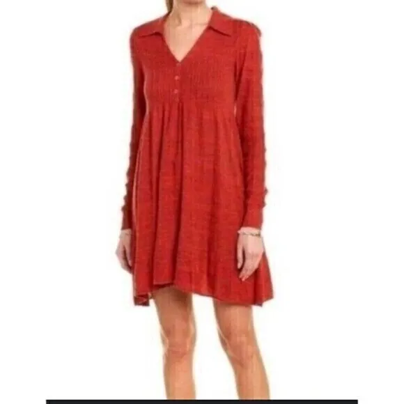 Free People | Anthropologie| Rain Or Shine Women’s Red Knit Mini Dress | Small