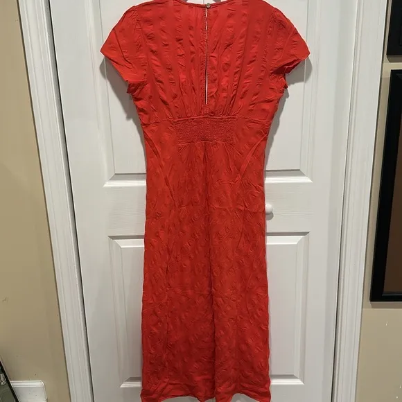 Free People Natalya Solid Midi Dress in Warm Up Red