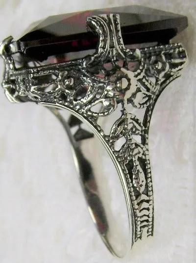 Garnet Cubic Zirconia (CZ) Ring, 12ct Square Gem, Victorian Jewelry #D77