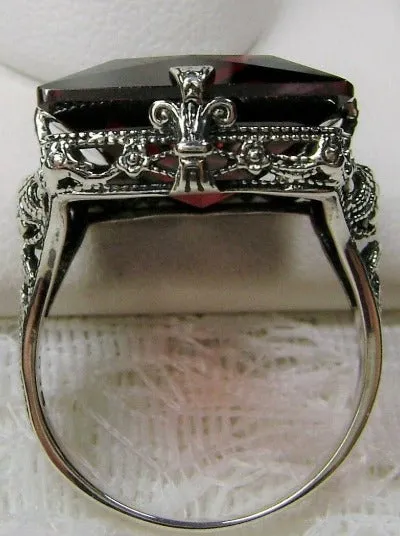 Garnet Cubic Zirconia (CZ) Ring, 12ct Square Gem, Victorian Jewelry #D77