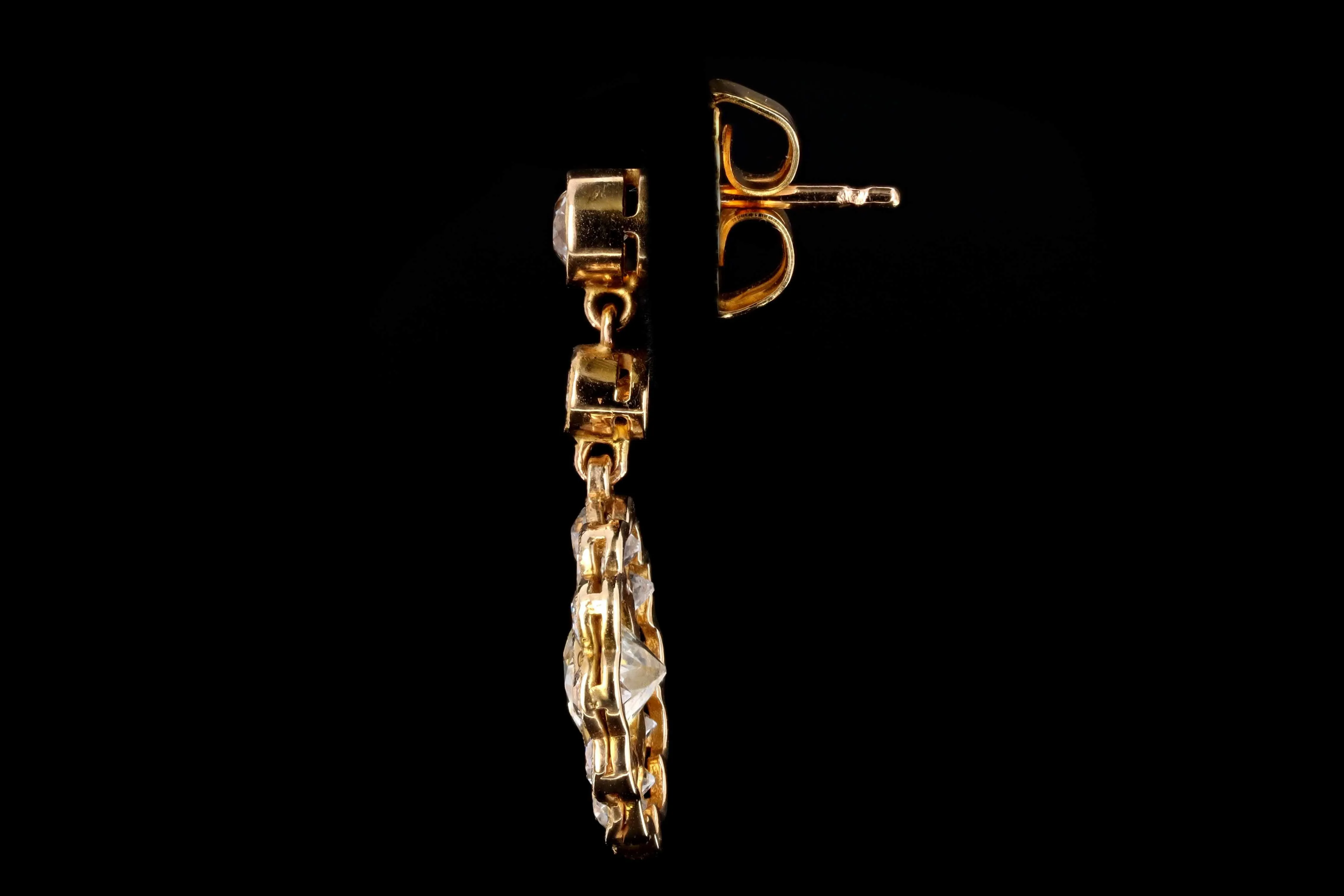 GIA Edwardian 5 Carats in Total Old European Diamond Drop Earrings c.1900