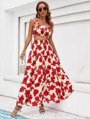 Giulia – Effortless Floral Top and Maxi Skirt Set for Women
