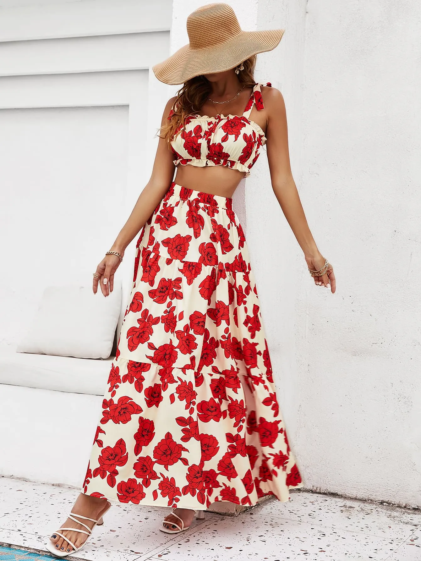Giulia – Effortless Floral Top and Maxi Skirt Set for Women