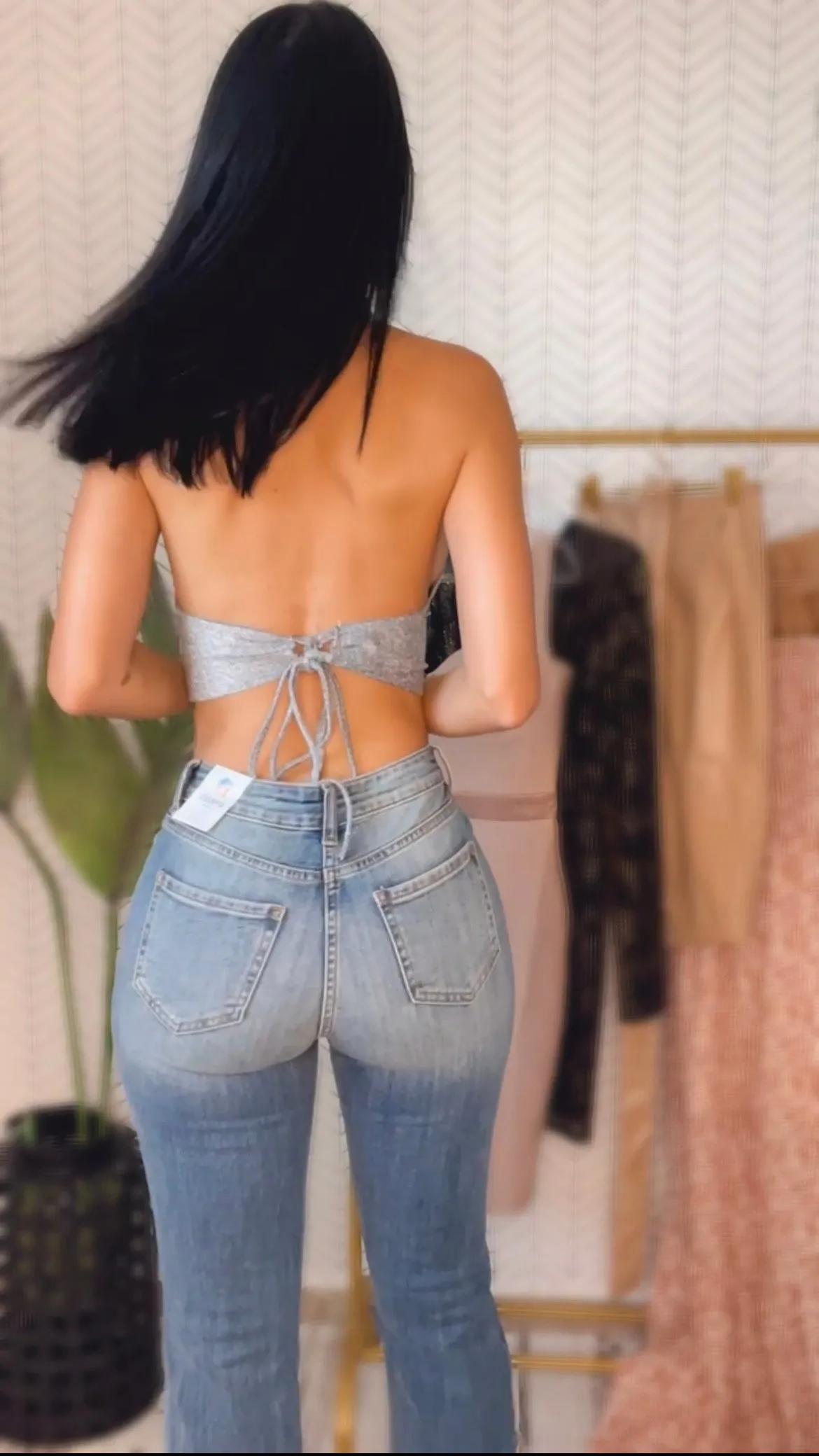Glitter Hanging Neck Crop Top