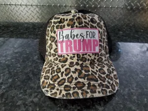 Glittery Babes For Trump Leopard Ponytail Hat!