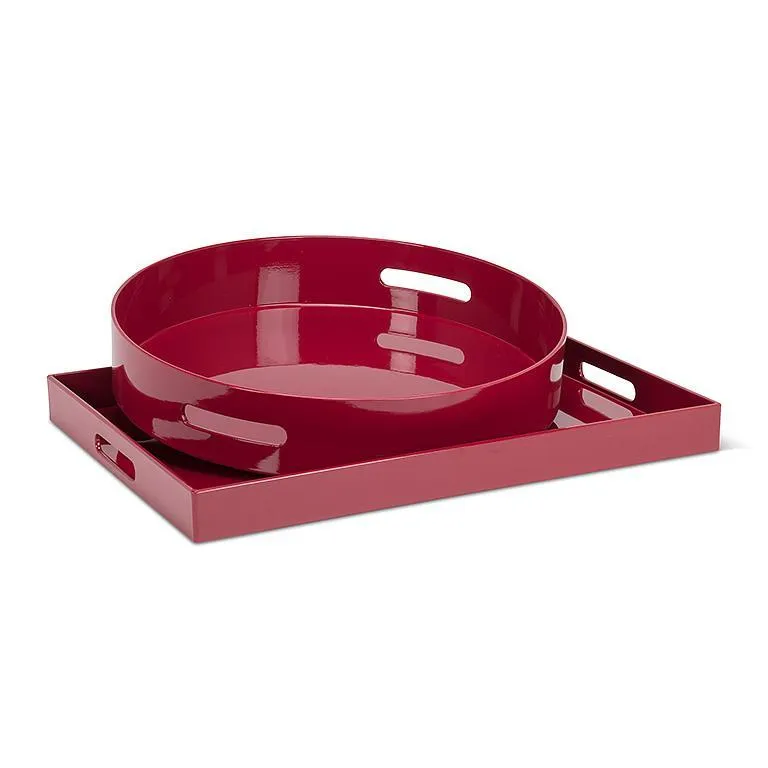 Glossy Crimson Round Tray