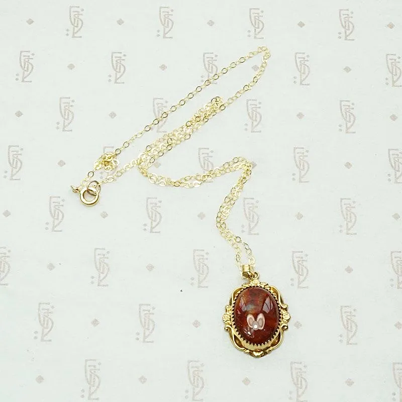 Glossy Red Jasper Victorian Revival Pendant