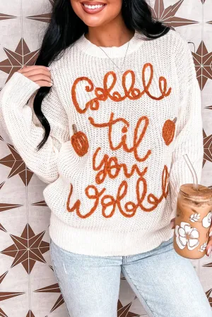 Gobble Til You Wobble Pop Up Crochet Plus Size Sweater