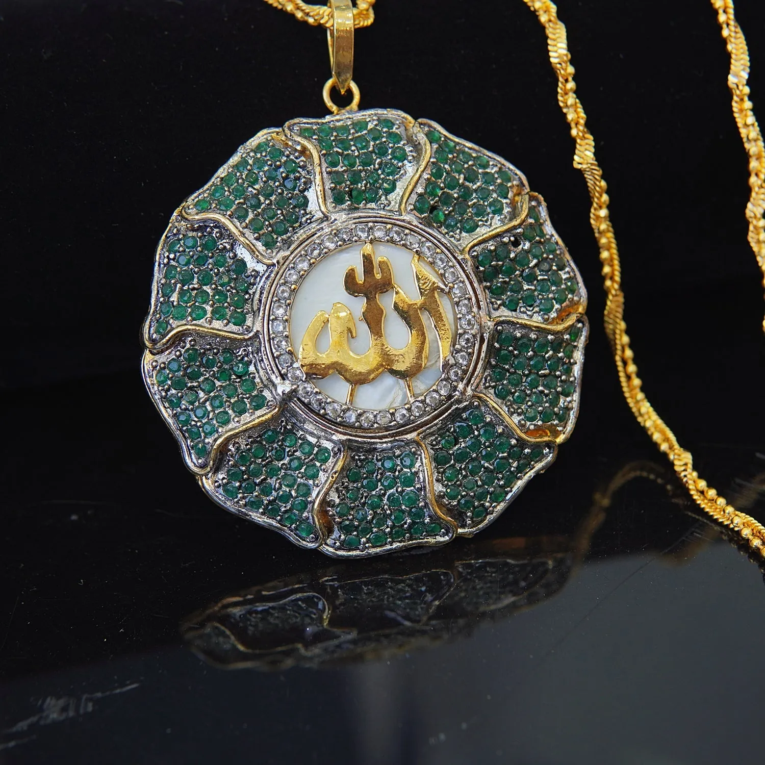 Gold Plated Calligraphy Zircons Pendant