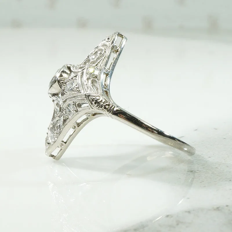 Gorgeous Platinum Lacy Filigree Ring