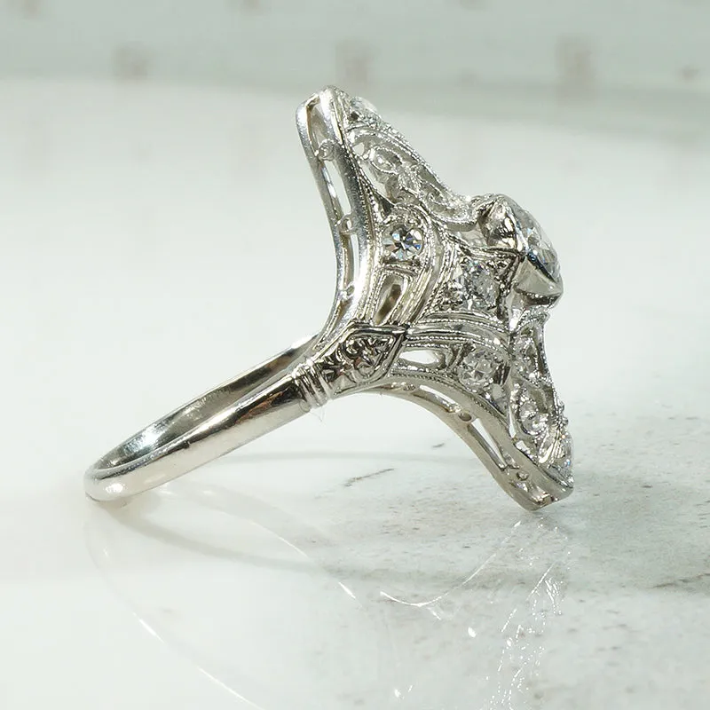 Gorgeous Platinum Lacy Filigree Ring