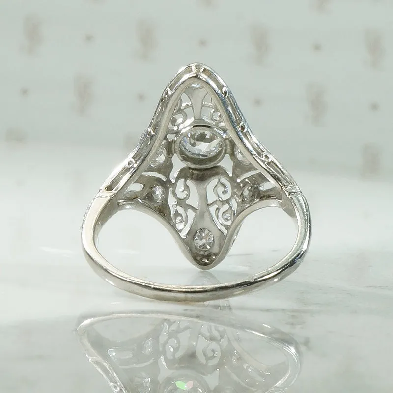 Gorgeous Platinum Lacy Filigree Ring