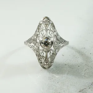 Gorgeous Platinum Lacy Filigree Ring