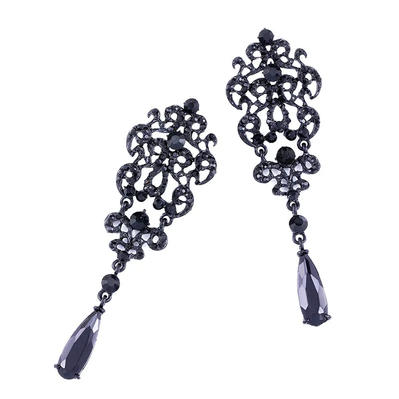 Gothic Victorian Earrings with Rhinestone