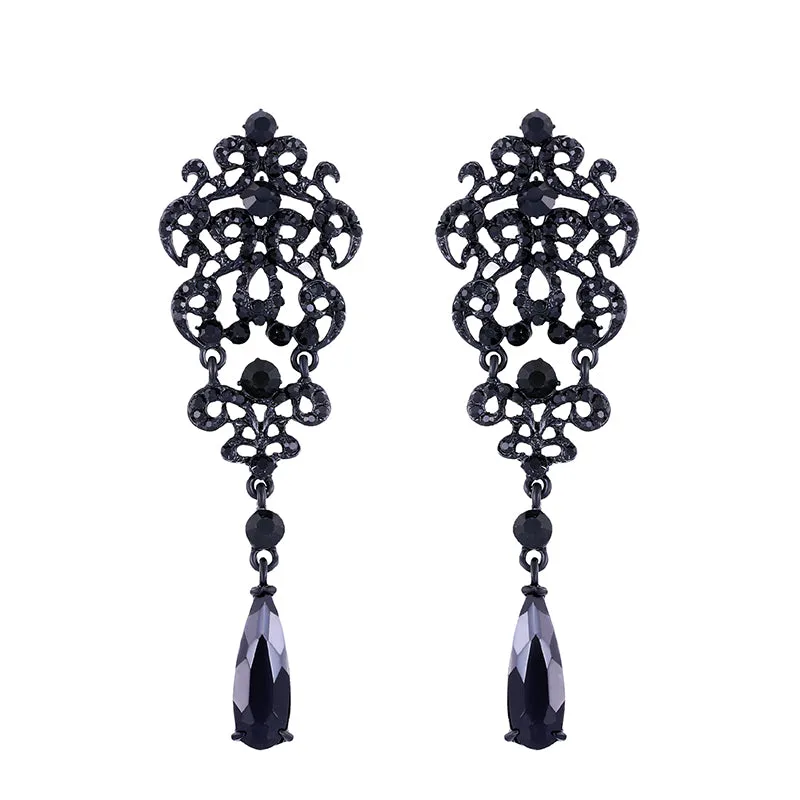 Gothic Victorian Earrings with Rhinestone
