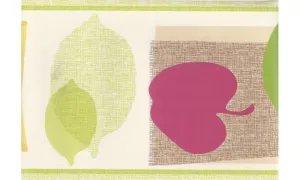 Green Cream Abstracts Fruits CU78229B Wallpaper Border