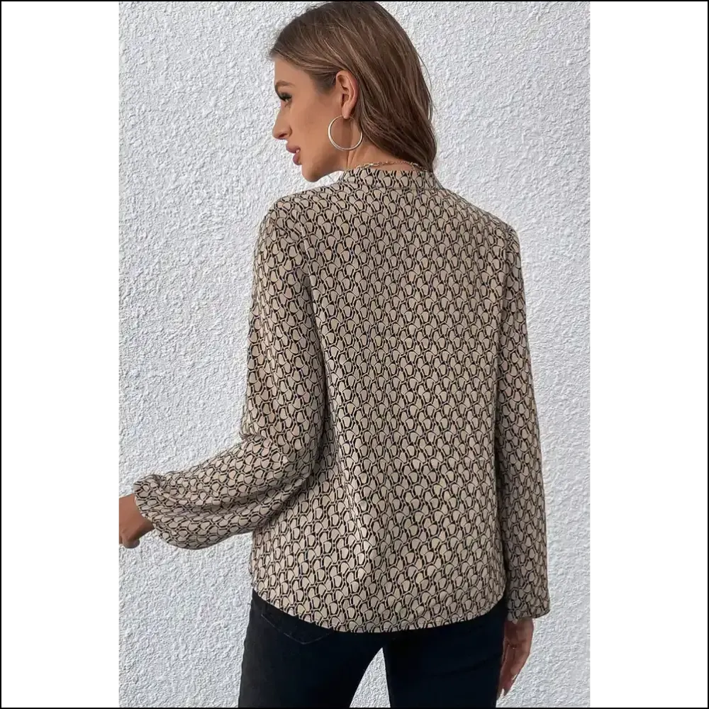 Green Geometric Print Blouse Instant Fashionista