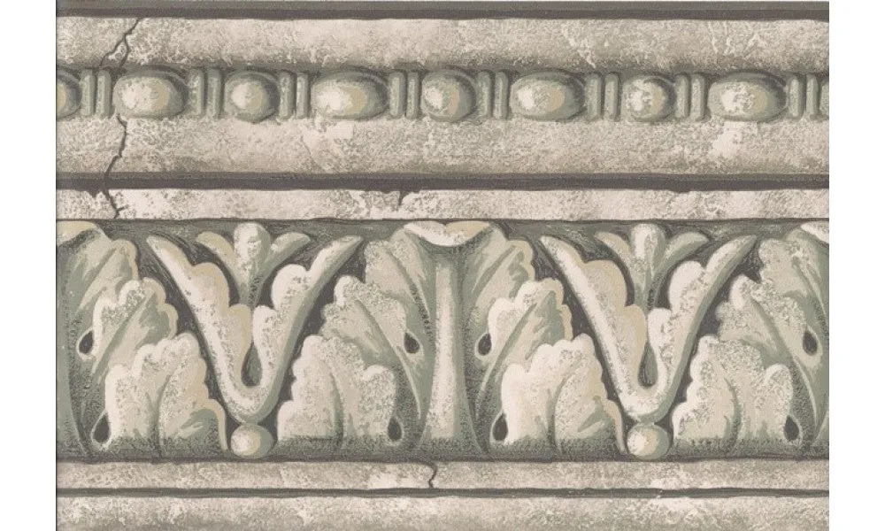 Green Grey Stone Column Molding SF78339B Wallpaper Border
