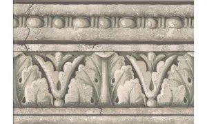 Green Grey Stone Column Molding SF78339B Wallpaper Border