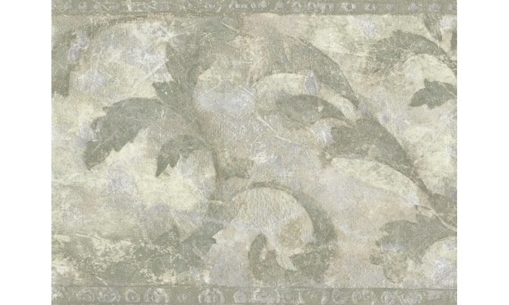 Green Painted Leaves ZN76161B Wallpaper Border