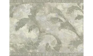 Green Painted Leaves ZN76161B Wallpaper Border