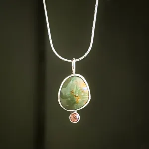 Green turquoise necklace with chocolate zircon