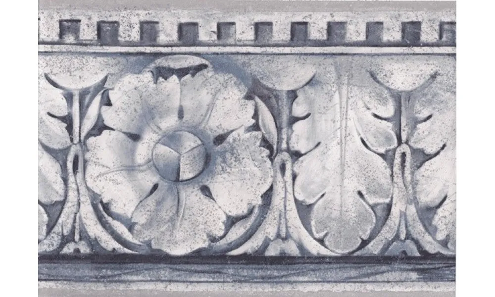Grey Blue Stone Leaf Molding FT75815B Wallpaper Border