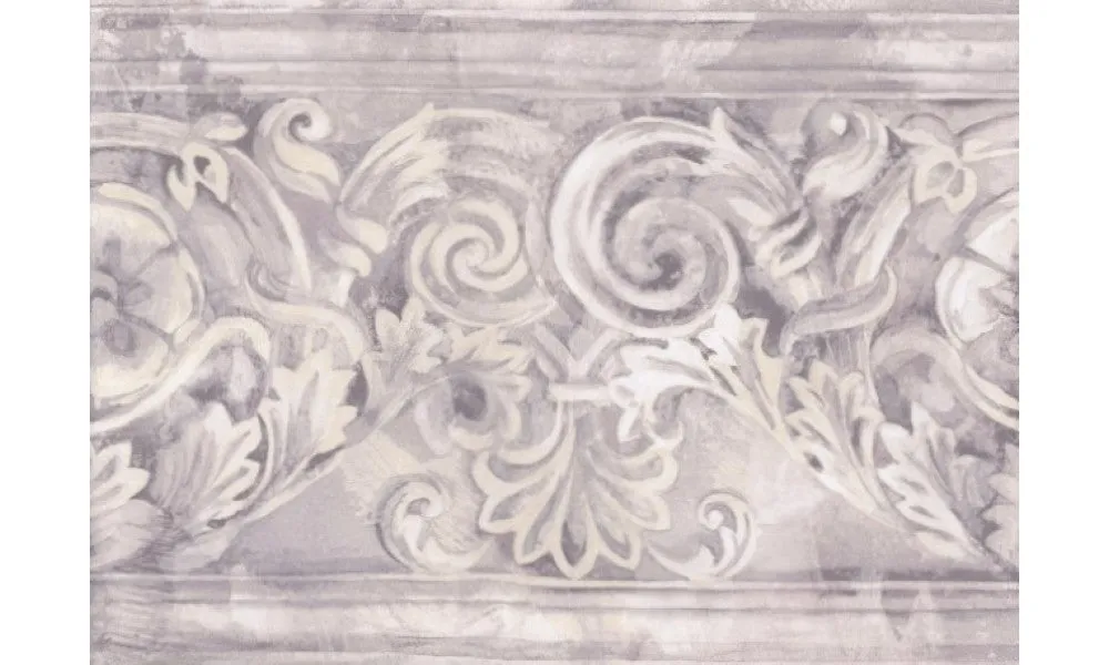 Grey White Stone Column Molding SF78330B Wallpaper Border