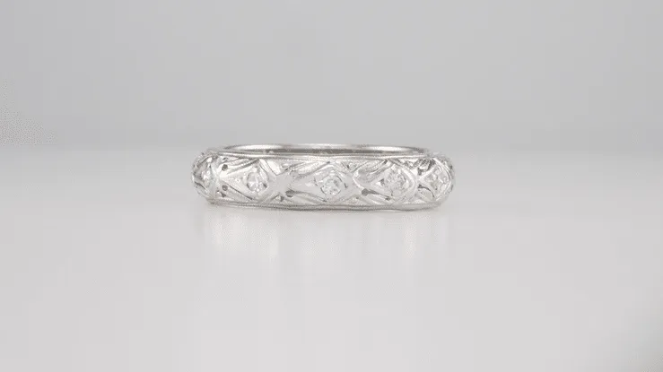 Griswold Antique Edwardian Diamond Wedding Ring in Platinum - Size 7 1/2