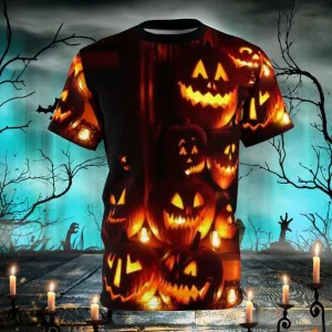 Halloween Scary Pumpkin Print Casual T-Shirt
