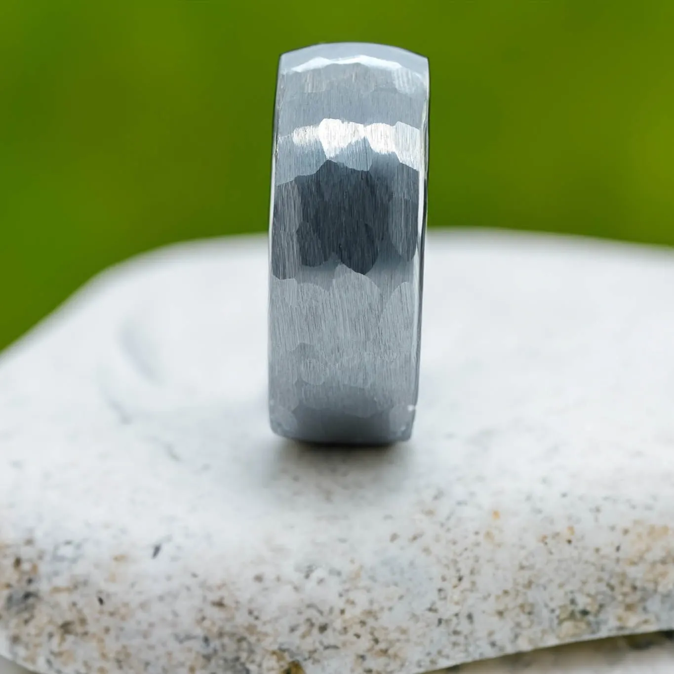 Hammered Silver Band / Rose Gold - 8mm