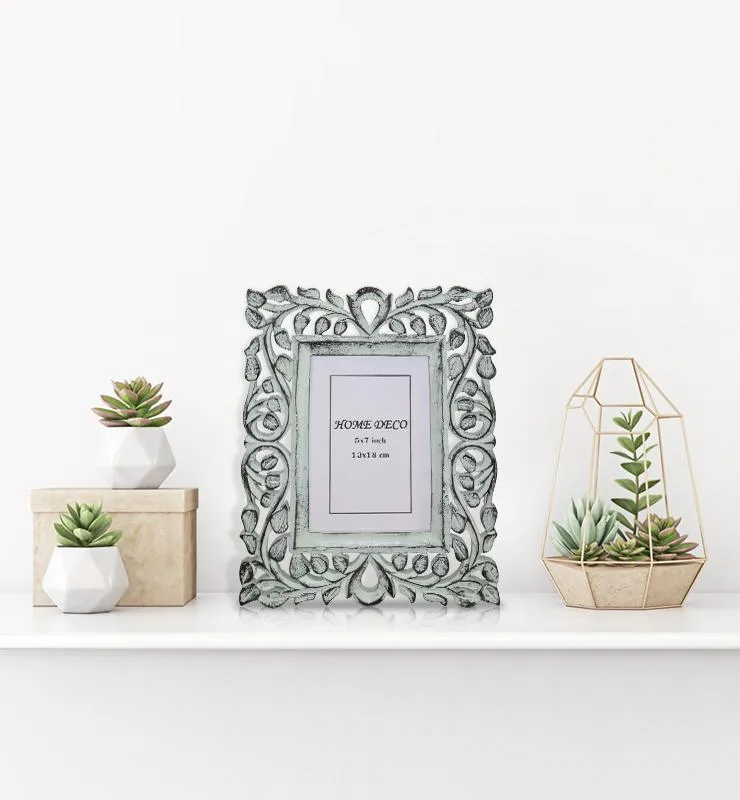 Hand-carved Negative Space Trellis Picture Frame