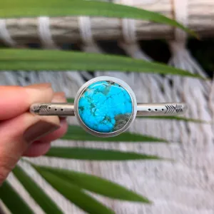 Hand-stamped gem silica cuff in silver