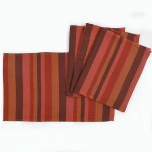 Hand Woven Striped Placemat Set | Pumpkin Spice
