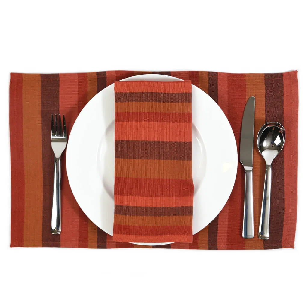 Hand Woven Striped Placemat Set | Pumpkin Spice