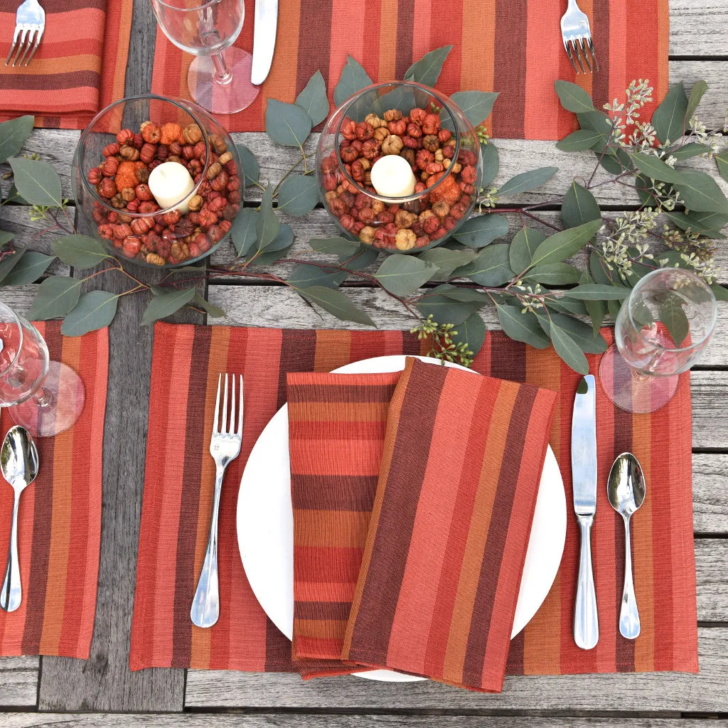 Hand Woven Striped Placemat Set | Pumpkin Spice