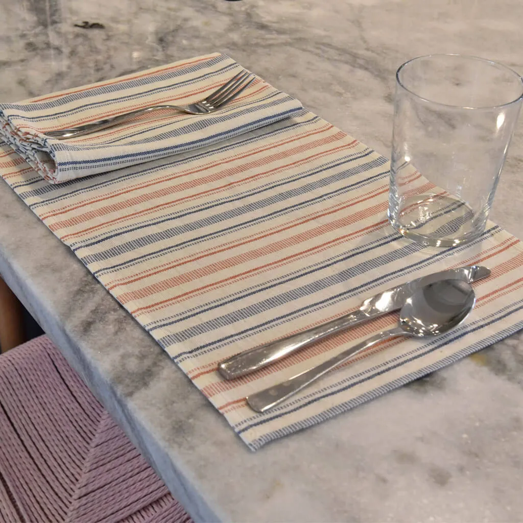 Hand Woven Striped Placemat Set | Ticking Stripe