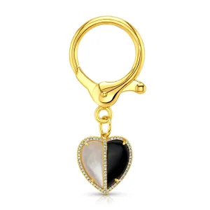 HARMONY HEART BAG CHARM, GOLD MOP/ONYX